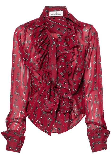 Camicia Wizard con ruches in rosso Vivienne westwood - donna